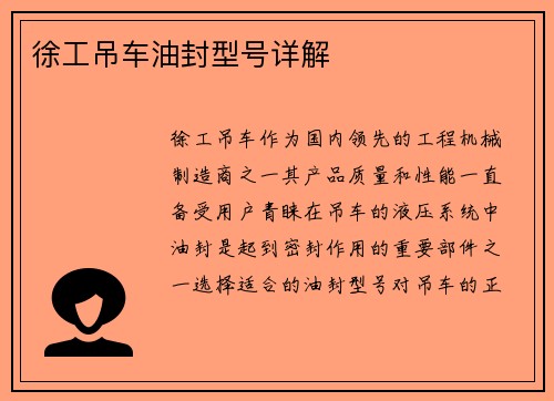 徐工吊车油封型号详解 徐工吊车油封型号详解